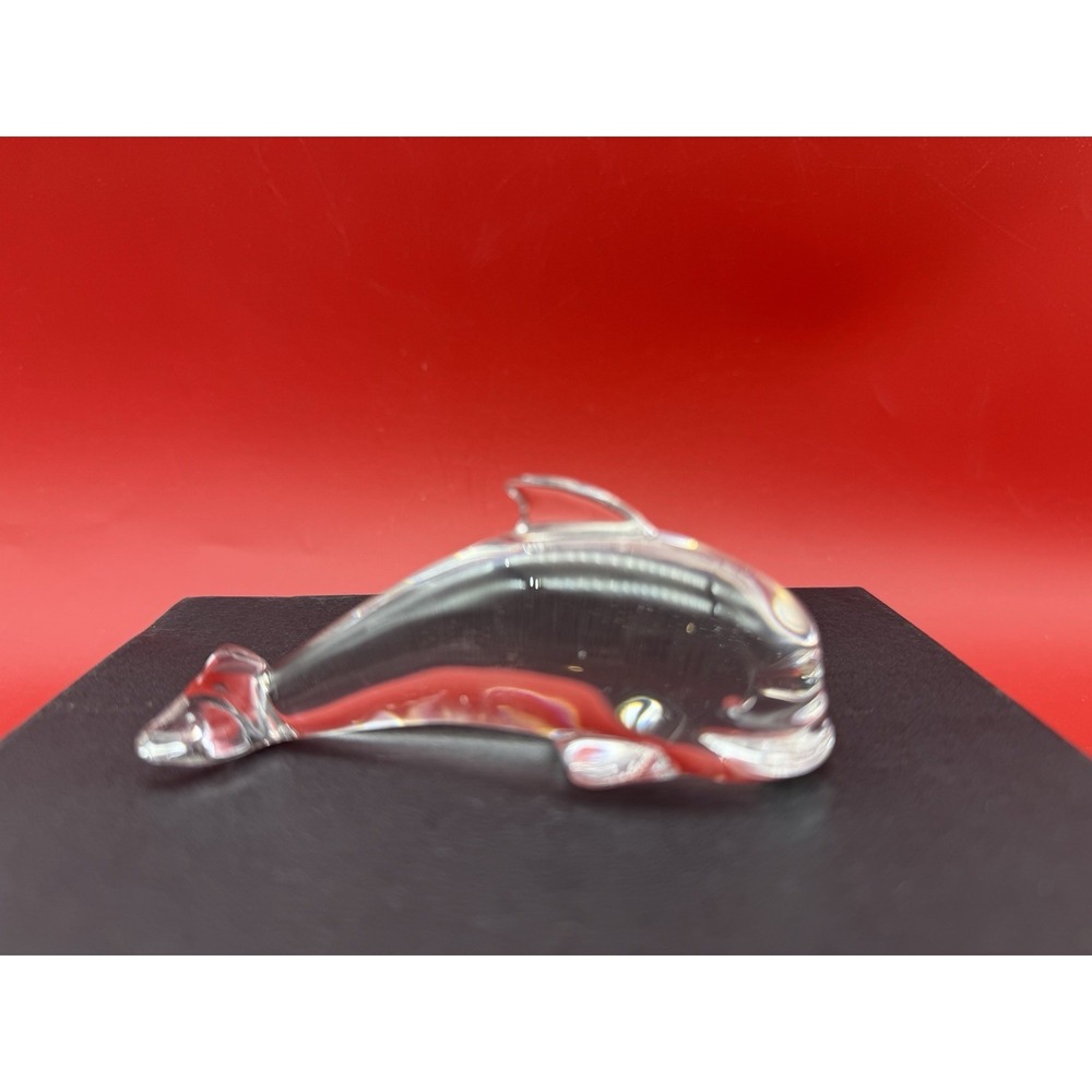 Hadeland Norway Crystal Whale Dolphin Figurine Paperweight 3.75"